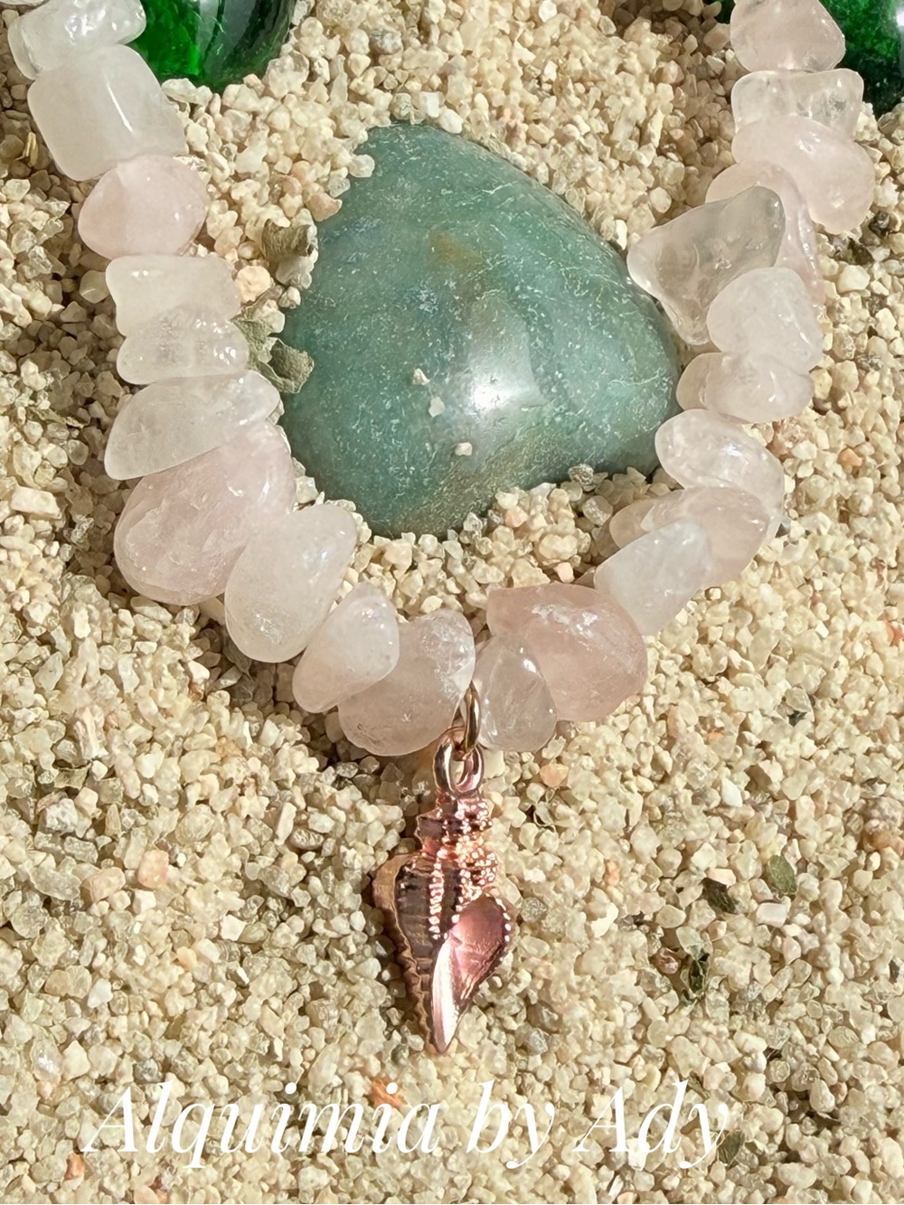 SUMMER + SHELL 🐚 pink quartz beaded short necklace - Picture 3 of 4